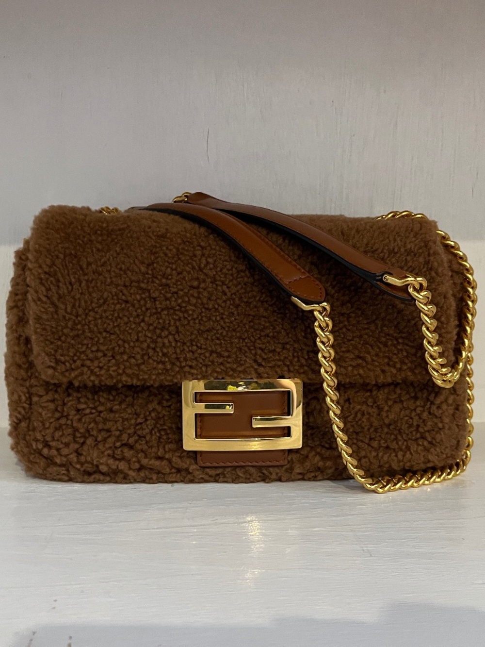 Fendi Midi Chain Baguette Teddy
